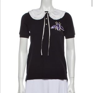 Gucci Bee Applique Large Collar T-Shirt